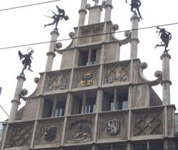 Plus Oultre, Charles' personal motto on the gable of a Flemish house in Ghent, Charles V's birthplace