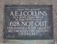 Plaque at Clifton College, fixed in 1962.