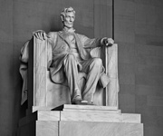 Daniel Chester French's seated Lincoln faces the National Mall to the east.