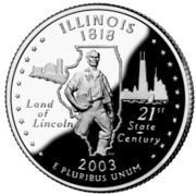 Lincoln as depicted on the Illinois state quarter