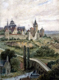 A watercolour by Adolf Hitler depicting Laon, France.