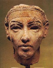 A portrait of Akhenaten or Smenkhkare in the naturalistic style of the late-Amarna period, associated with the sculptor Thutmose