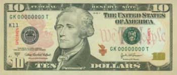 Alexander Hamilton on the current U.S. $10 bill