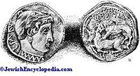 Coin of Alexander bearing an Aramaic language inscription.