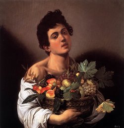 Boy with a Basket of Fruit, c. 1593. Oil on canvas, 67 x 53 cm. Galleria Borghese, Rome.