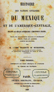 Coverpage of Brasseur de Bourbourg's original 1857 work, "Histoire du Mexique"