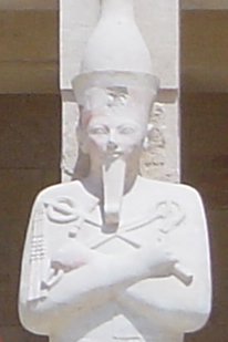 Reconstructed statue of Hatshepsut in her mortuary temple at Deir el-Bahri