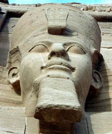 Ramesses II:  one of four external seated statues at Abu Simbel.