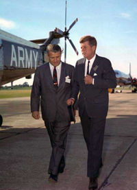 Director Wernher von Braun shows President Kennedy around the Army Ballistic Missile Agency in 1963.