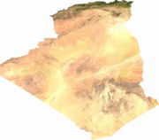 Satellite image of Algeria, generated from raster graphics data supplied by The Map Library