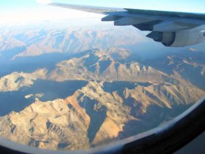 Plane's view of the Andes, Peru.