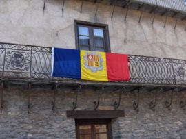 Andorran flag on balcony, Ordino