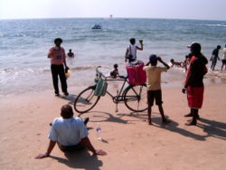 Bike on the beach in Goa, India