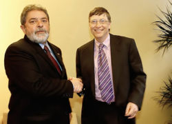 Bill Gates and Brazilian President Luiz Inacio Lula da Silva in Davos. January 26, 2003 
