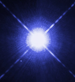 Hubble image of the Sirius binary system, in which Sirius B can be clearly distinguished (lower left).