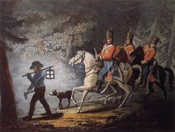 German troops serving with the British in North America. (C. Ziegler after Conrad Gessner, 1799)