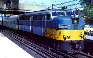 An ALCO FA-1 operates in MetroRail commuter service during the 1970s.