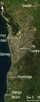 Satellite image of Adelaide