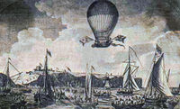 Crossing of the English Channel by Blanchard in 1785.