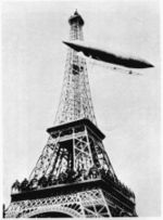 Santos-Dumont #6 rounding the Eiffel Tower in the process of winning the Deutsch Prize in 1901. Photo courtesy of the Smithsonian Institution (SI Neg. No. 85-3941)