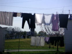 Laundry day at an Amish home.