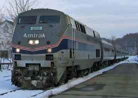 Amtrak Train at the Brattleboro, Vermont, station, 18 March 2004.