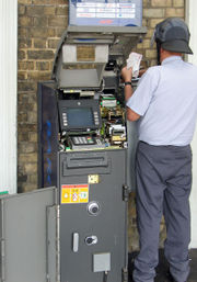 Interior of a freestanding ATM, during servicing