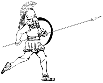 An ancient Greek hoplite. From a map created by the Department of History, United States Military Academy, West Point.