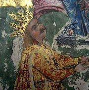 Stephen the Great - detail of a dedication miniature in the 1473 Gospel at Humor Monastery