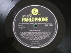 Beatles for sale by The Beatles (side 1) - Parlophone yellow and black label. This is an original pressing as the "Kansas City" track listing was not yet corrected.