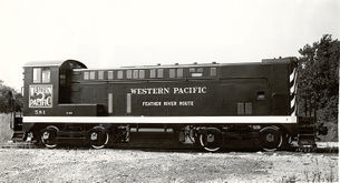 In its original incarnation, the "Beep" bore close resemblance to Western Pacific Railroad #581, a Baldwin VO-1000 seen here in a September, 1945 builder's photo.