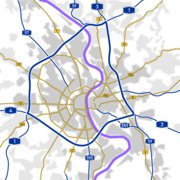 Major roads through and around Cologne.