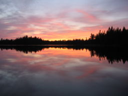 Sunset over Pose Lake, a small lake accessible only by foot.