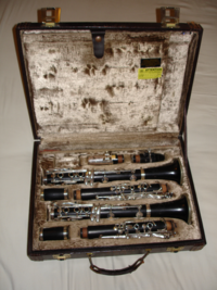 A pair of Buffet R13 Boehm-System Soprano Clarinets in A and Bb.