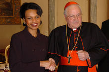Rice meets with Cardinal Angelo Sodano during an international trip.