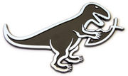 T-Rex eating the ichthus, motivated by the challenge posed by scientific facts to literal interpretations of the Bible.