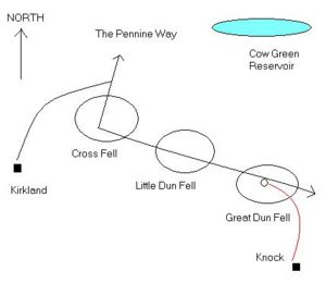 Sketch map of the approaches to Cross Fell
