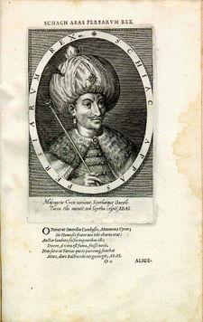 Shah ‘Abbās King of the Persians.Copper engraving by Dominicus Custos, from his Atrium heroicum Caesarum pub. 1600-1602.