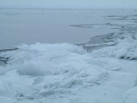 Lake Superior in winter, as seen from Duluth in December, 2004.
