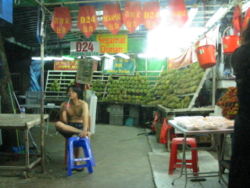 A durian stall in Singapore