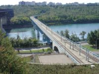 High Level Rail Bridge with Dudley B. Menzies Bridge below dedicated for LRT, cyclists, and pedestrians.