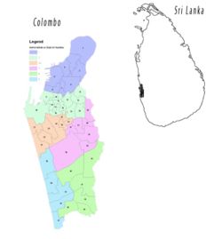 Map of Colombo with its administrative districts