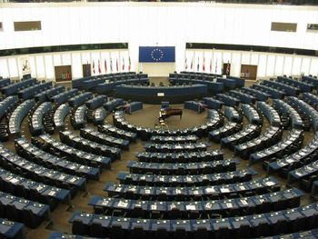 The debating chamber, or "hemicycle", in Strasbourg