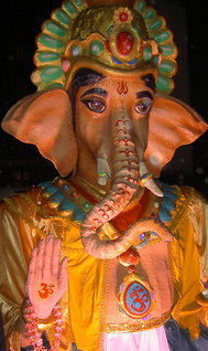 Statue of Ganesha photographed in London during the holiday of Diwali.