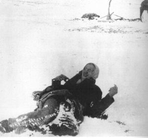 Miniconjou Chief Big Foot lies dead in the snow