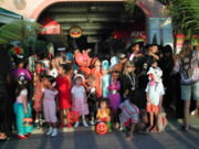 The children of the largest town in Bonaire all gather together on Halloween day.