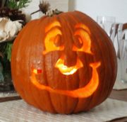 Jack-o'-lanterns are often carved into silly or scary faces.