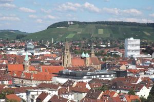 View of the Heilbronn centre of town toward the Wartberg.