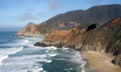 Hickman's Potentilla is found on Montara Mountain below 135 meters in elevation, at the extreme east (right) of this image.