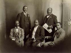 Five representatives of the South African Native National Congress traveling to England in 1914 to protest against the 1913 Land Act.